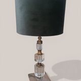 Vintage crystal bedside lamp in modernist / Art Deco / Hollywood style.