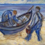 Swedish modern painting, 1970s Börje Nettelbring (1913-1986). oil on canvas. framed.