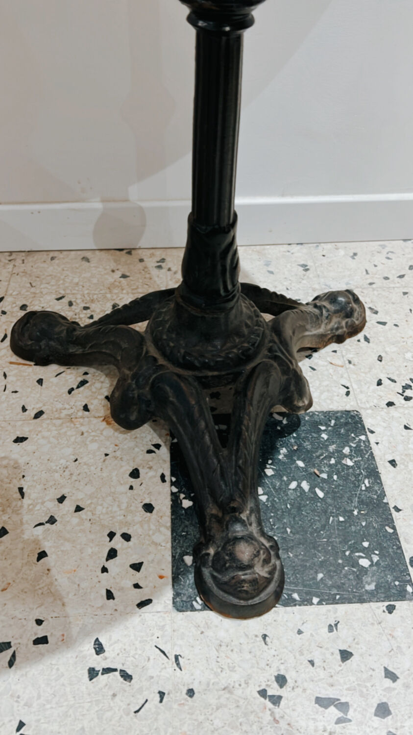 Bistro table cast iron marble and brass