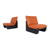Pair of Armchairs by Guiseppe Munari, Italy, 1970s - New Upholstery