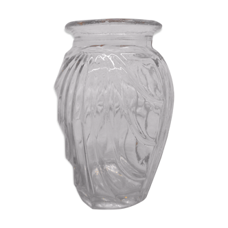 Vase verre rose art déco