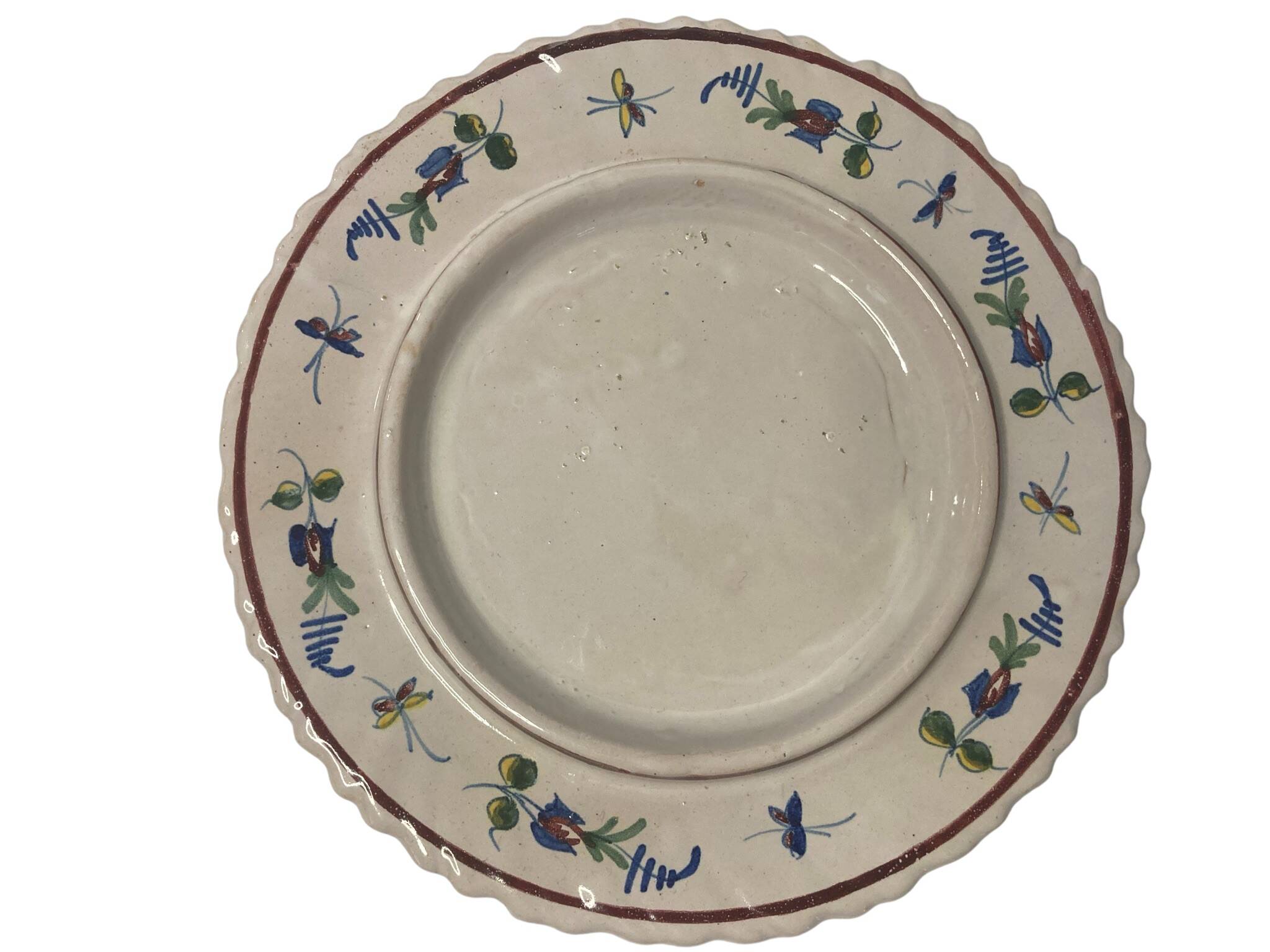 Nevers, cheese dome or butter dish in flowered earthenware, early 20th century