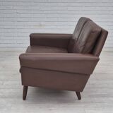 1970s, Danish 2-seater sofa, original brown leather.