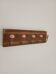 Wall-mounted coat rack with 5 hooks, powder pink ceramic and stained wood, 50 cm.
