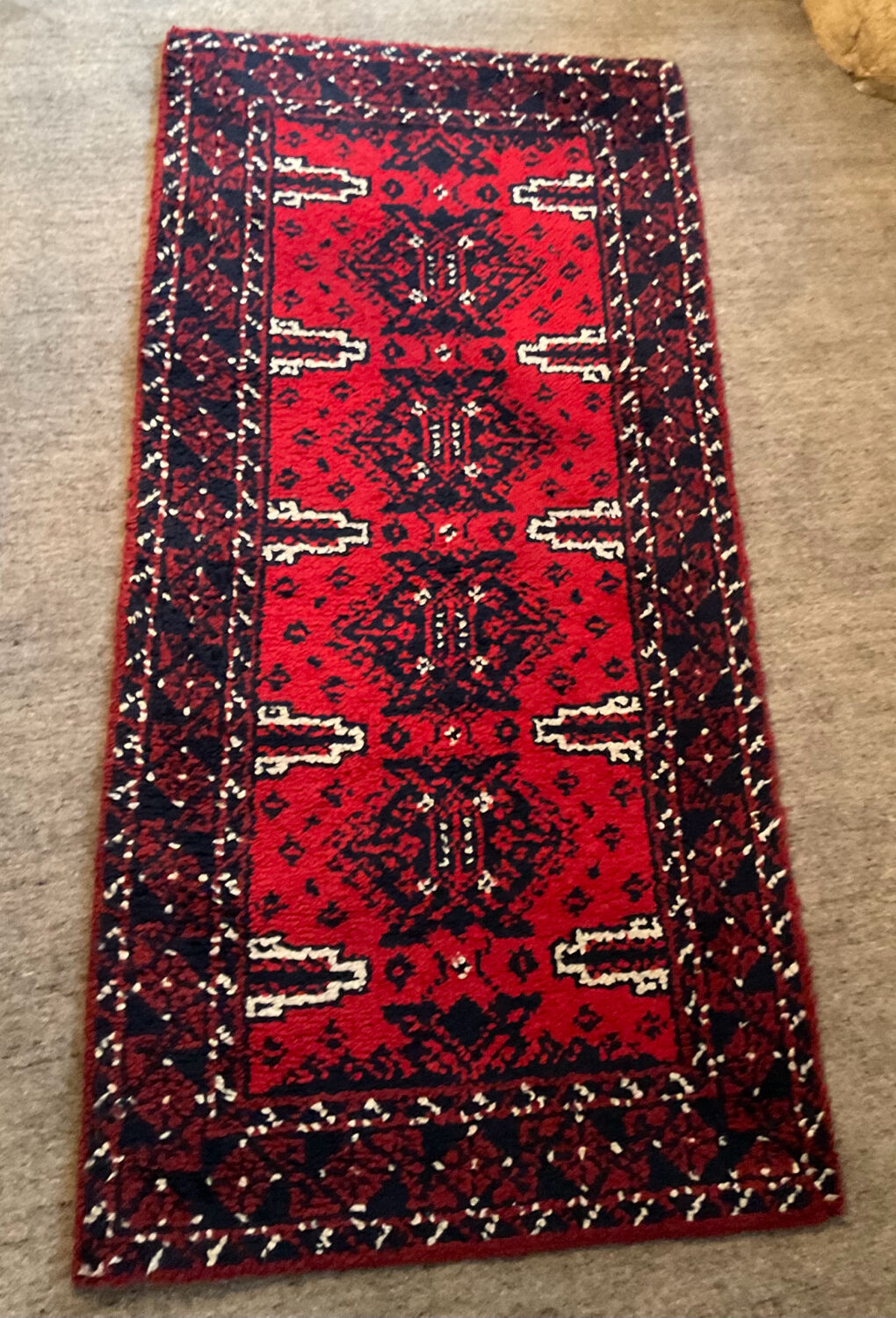 Vintage wool carpet woven 185x90 from the 60s-70s