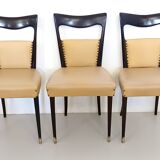Set of Six Beige Skai Dining Chairs Ascr. to Melchiorre Bega, Italy