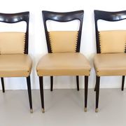 Set of Six Beige Skai Dining Chairs Ascr. to Melchiorre Bega, Italy