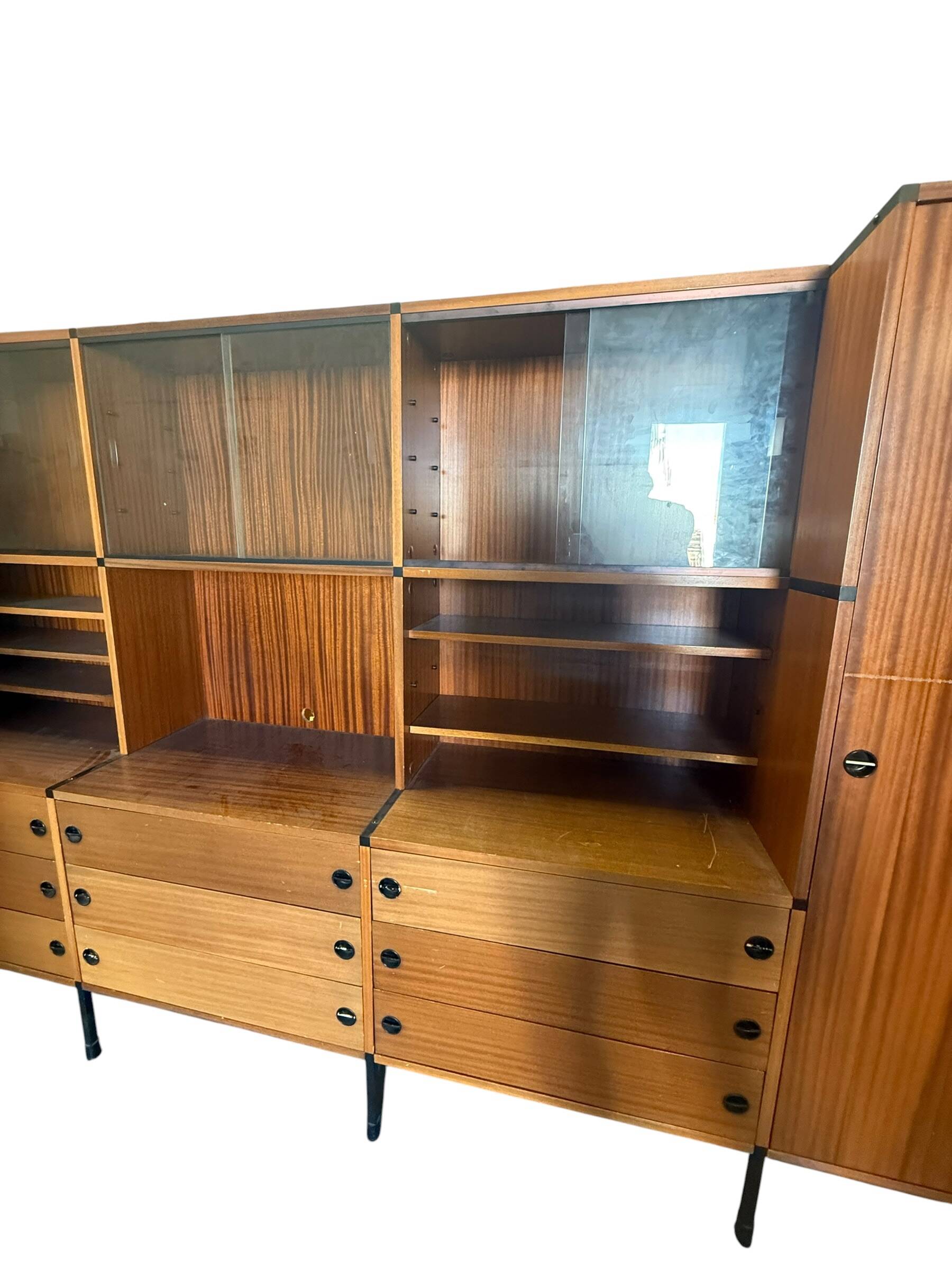 Arp, oak and metal bookshelf, 1960s