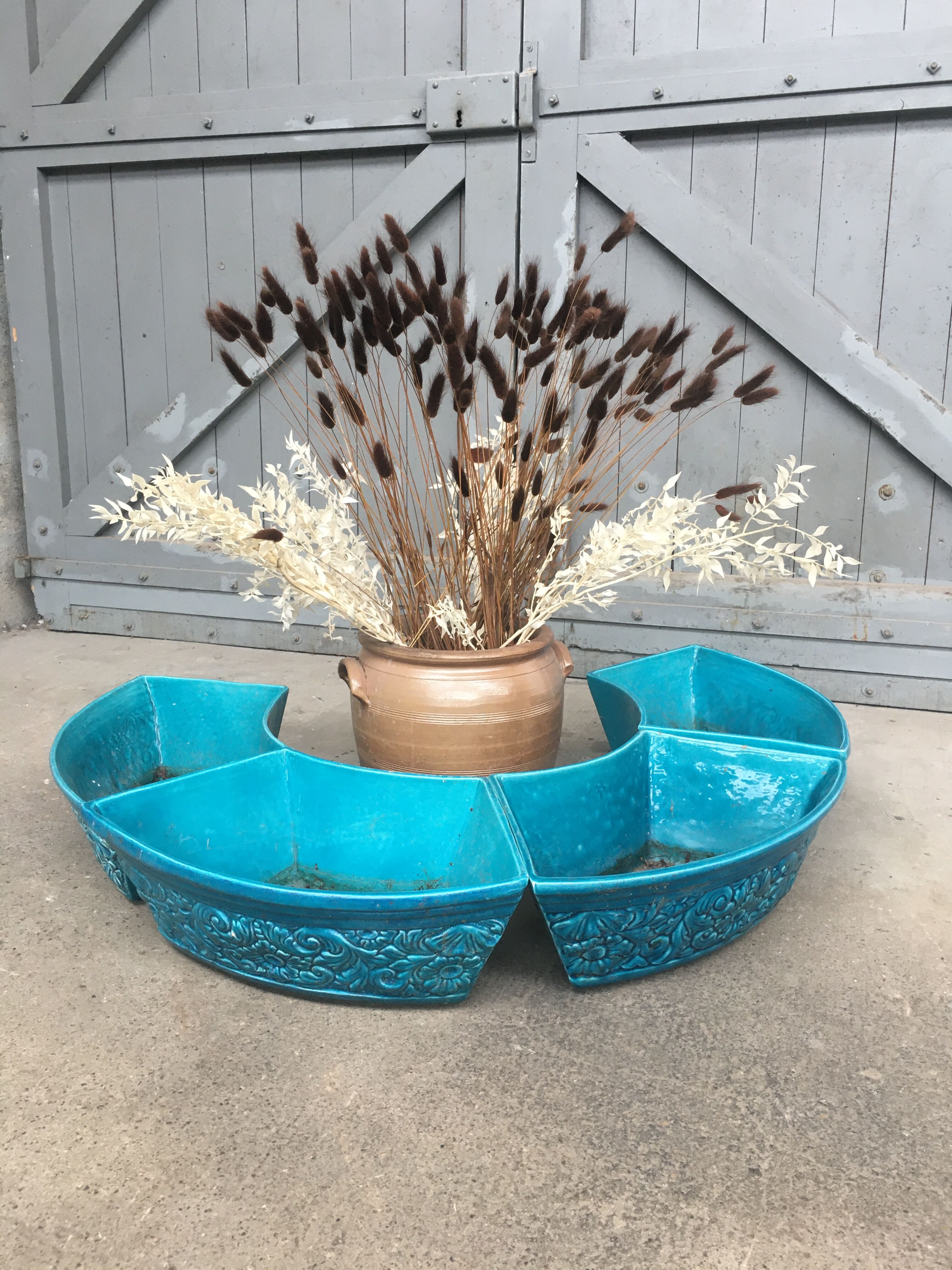 Lot de 4 jardinières en barbotine