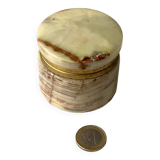Old vintage round onyx brass box