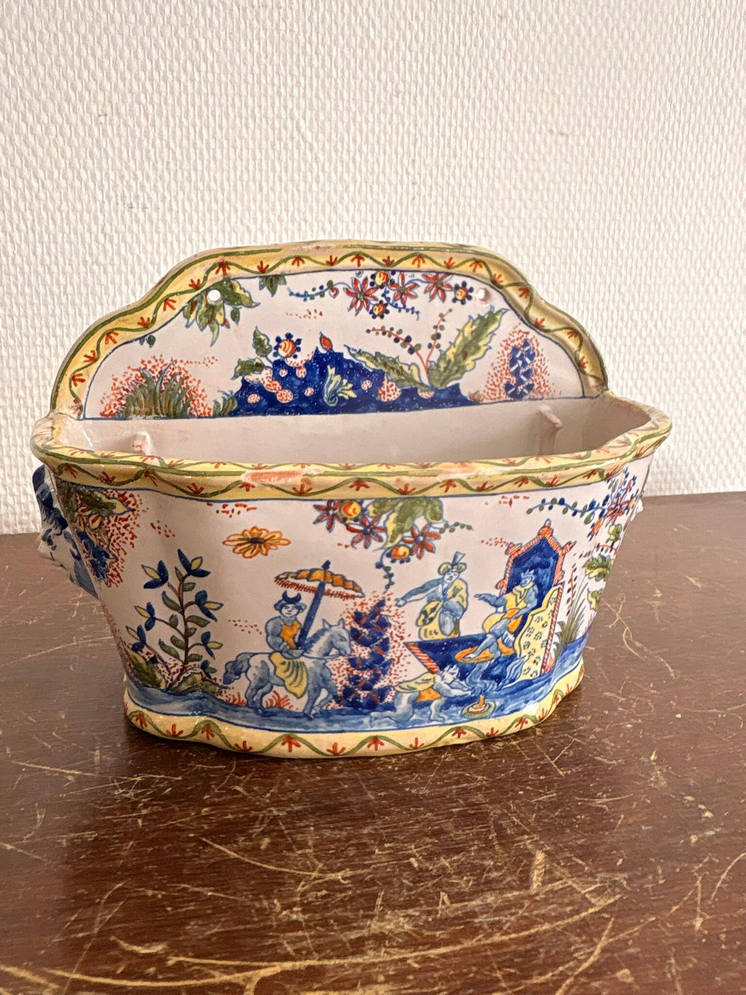Antique Jardinière Earthenware 19th Century Sèvres Moustiers Macarons Style