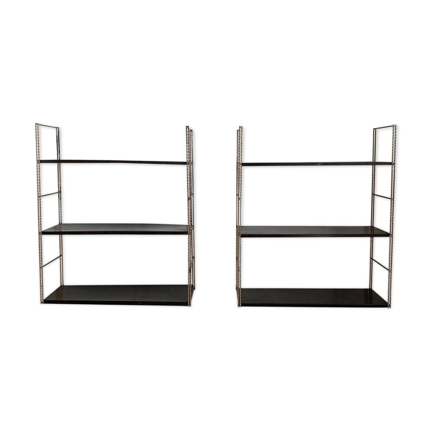 Pair of twisted string wall shelves
