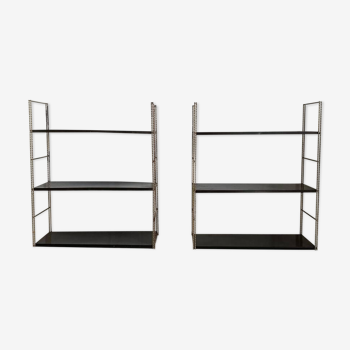 Pair of twisted string wall shelves