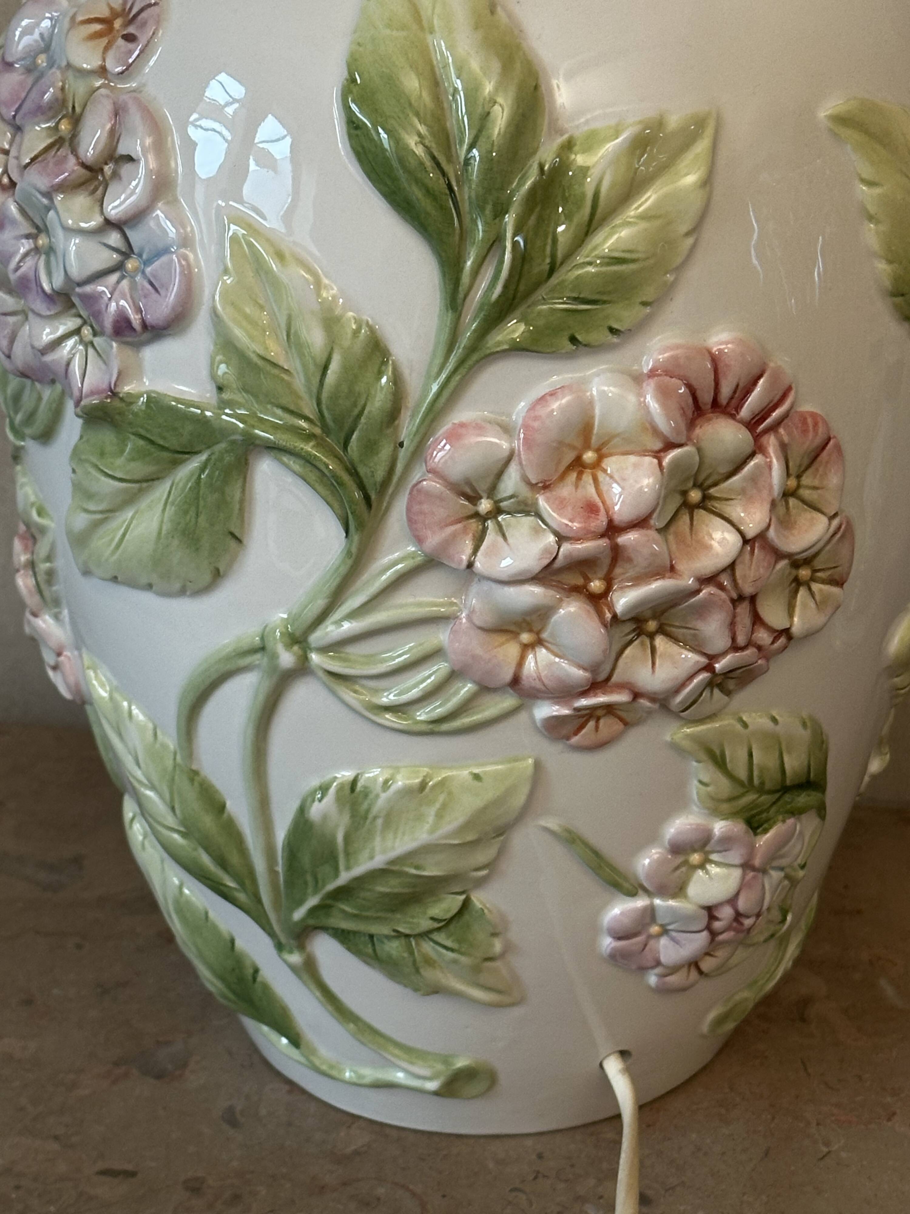 Chaumette Model Hortensias Lamp Base - Barbotine H 40 cm