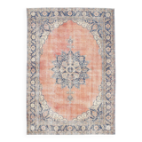 Orange & blue oriental turkish vintage rug