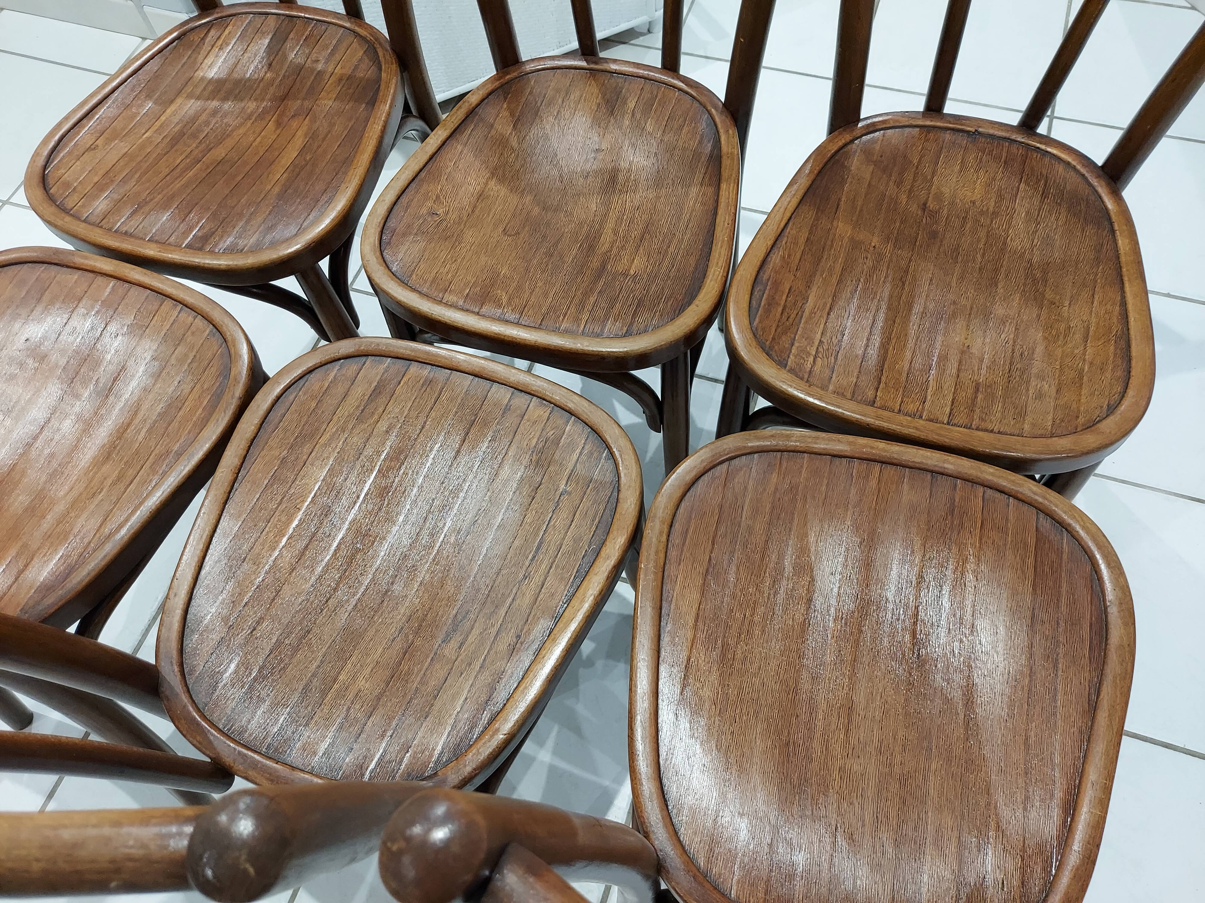 Suite of 6 vintage bistrot chairs 1930s