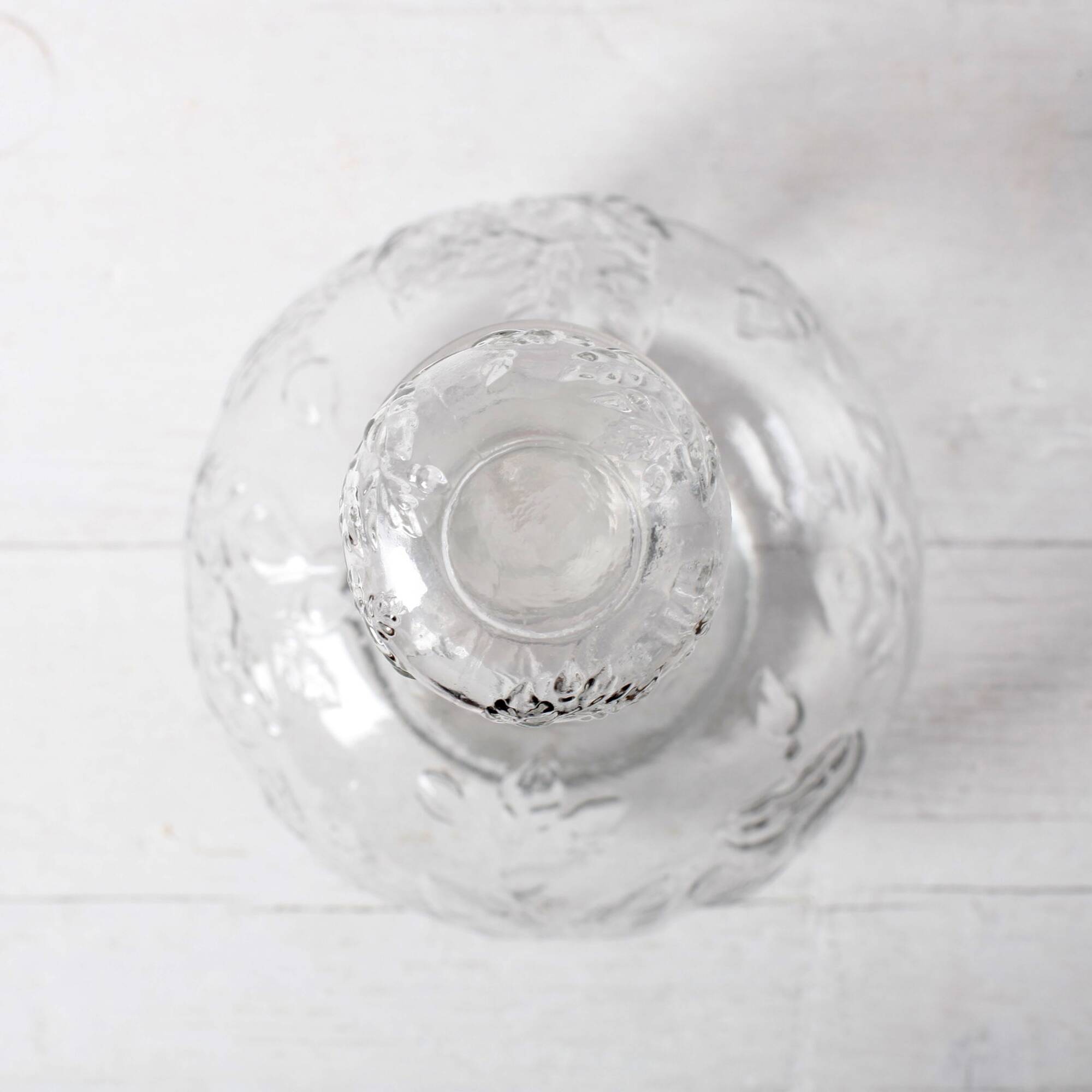 Vintage Glass Decanter: Roses Patterned Wine Carafe, Empoli Italy 1950s