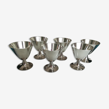 Christofle 6 silver metal wine glasses, design jean charles moreux 1940