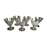 Christofle 6 silver metal wine glasses, design jean charles moreux 1940