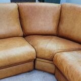 Corner sofa Roche Bobois camel leather 1980.