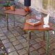 Pair of 1960s tables in tubular metal and solid teak