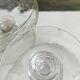 2 antique champagne glasses in engraved glass
