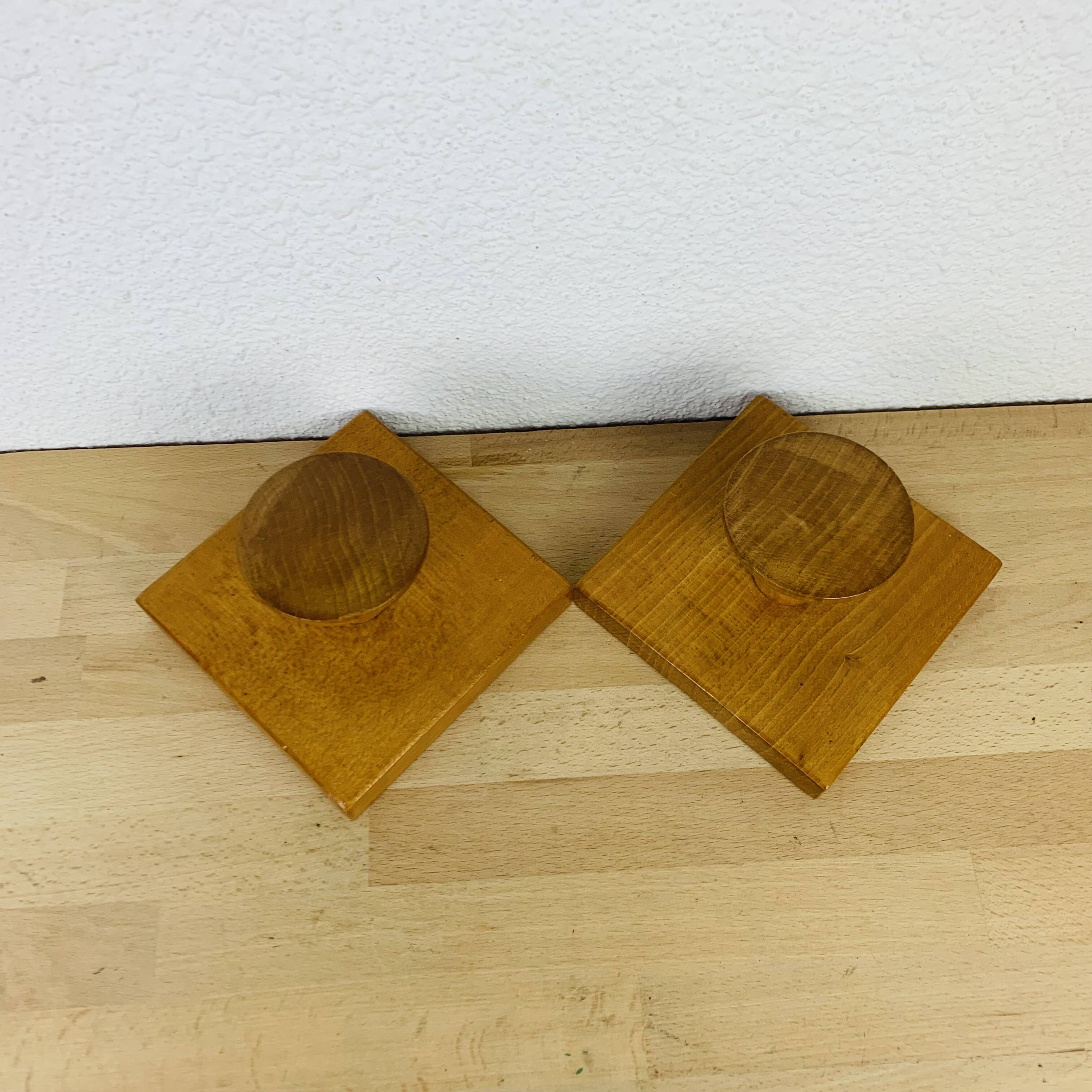 Pair of wooden hooks, wall coat rack