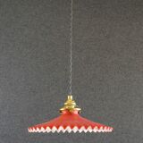 Pendant light in old glass painted red and white. New socket and cable.