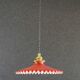 Pendant light in old glass painted red and white. New socket and cable.