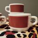 Set of 5 brown/white Negresco coffee cups, in opal glass from Arcopal, 1970