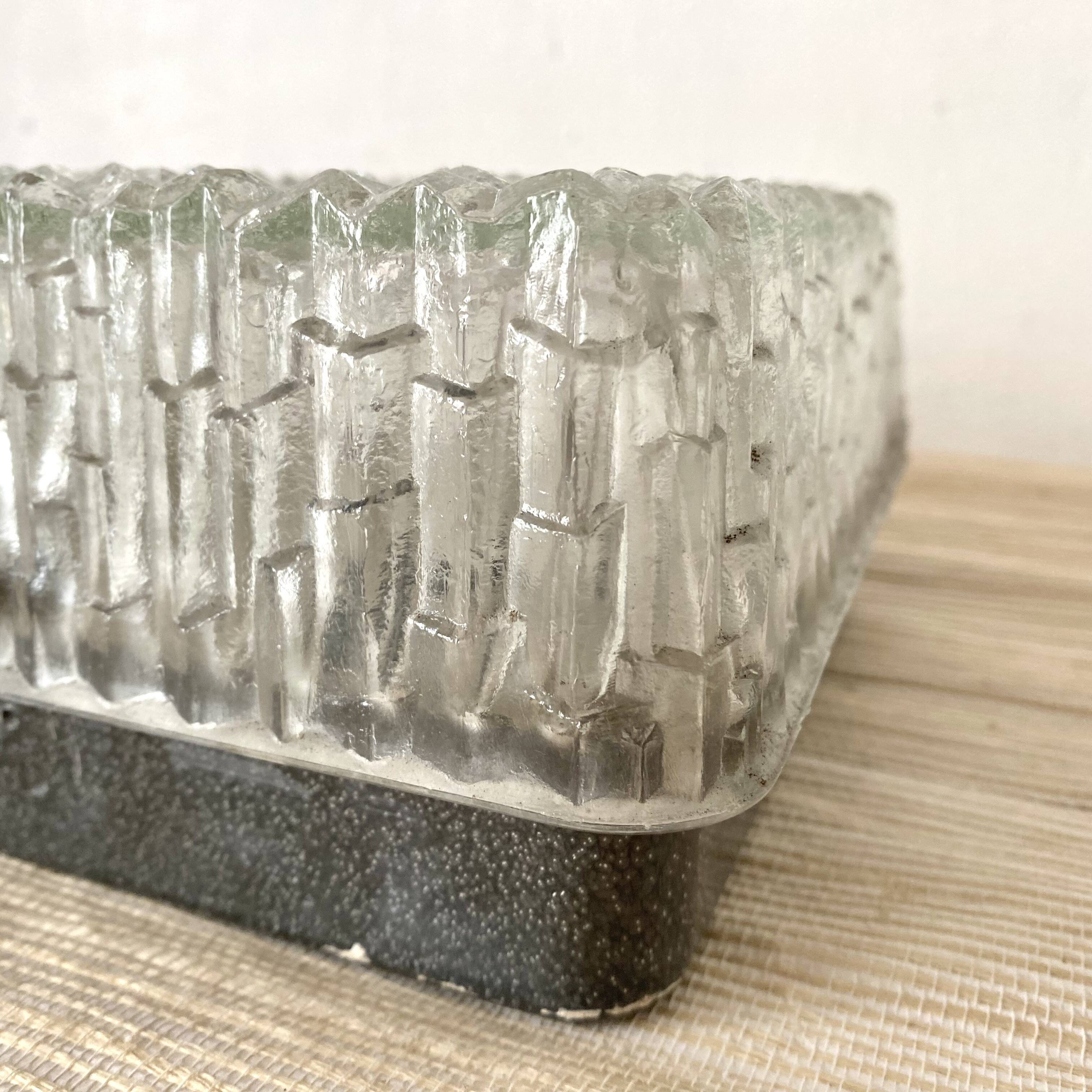 Plafonniers carrés en verre holophane, années 1960-1970