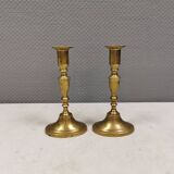 A set of vintage brass candlesticks, made by MALM Denmark in the 1960-70s.
