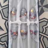 6 colored Paris crystal champagne flutes
