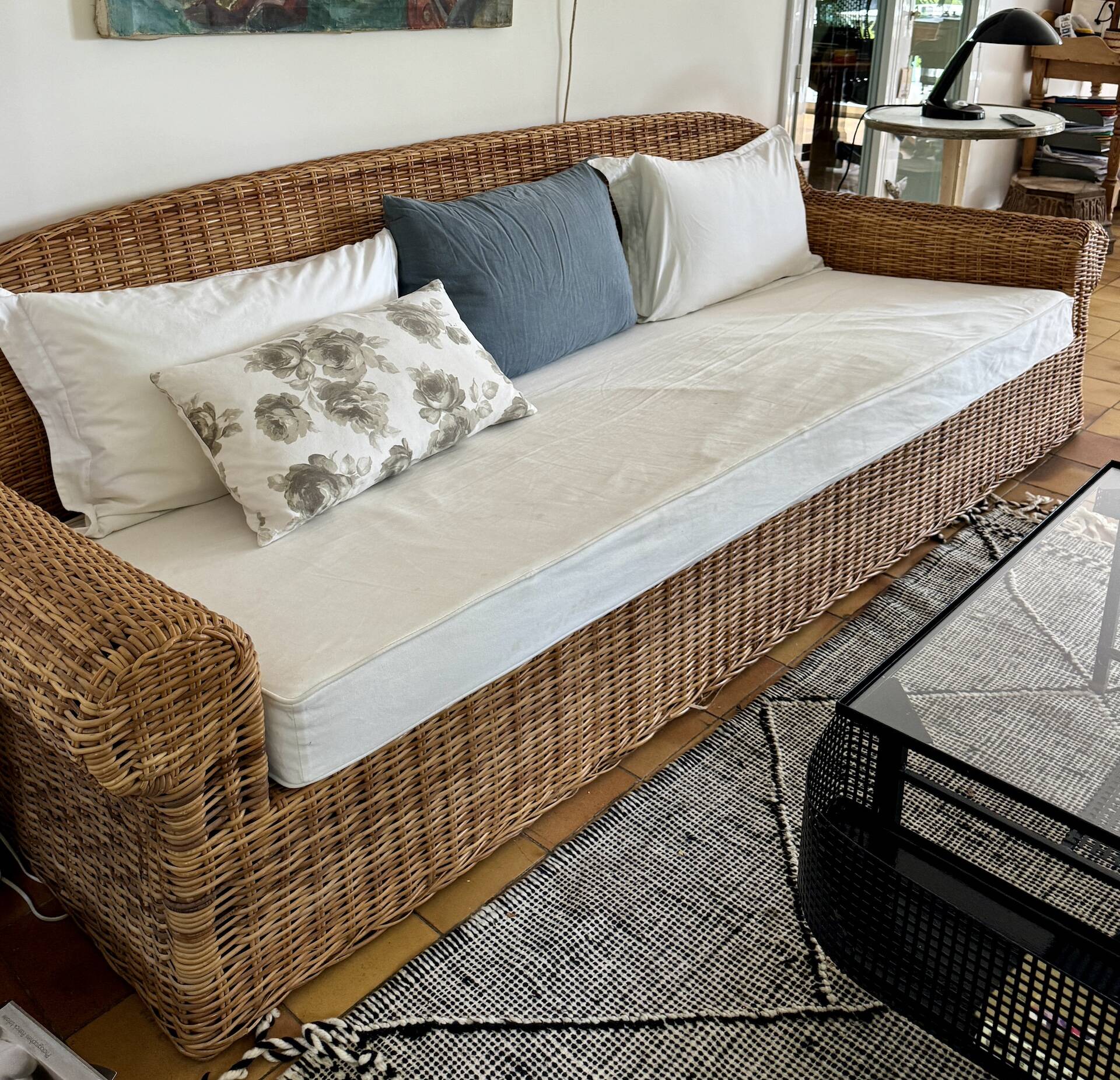 3 seater rattan sofa from Conran shop vintage