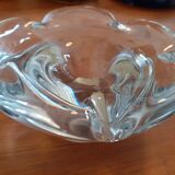 Candle holder or empty pocket in the shape of a crystal flower signed Daum