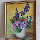 Painting bouquet of flowers with irises