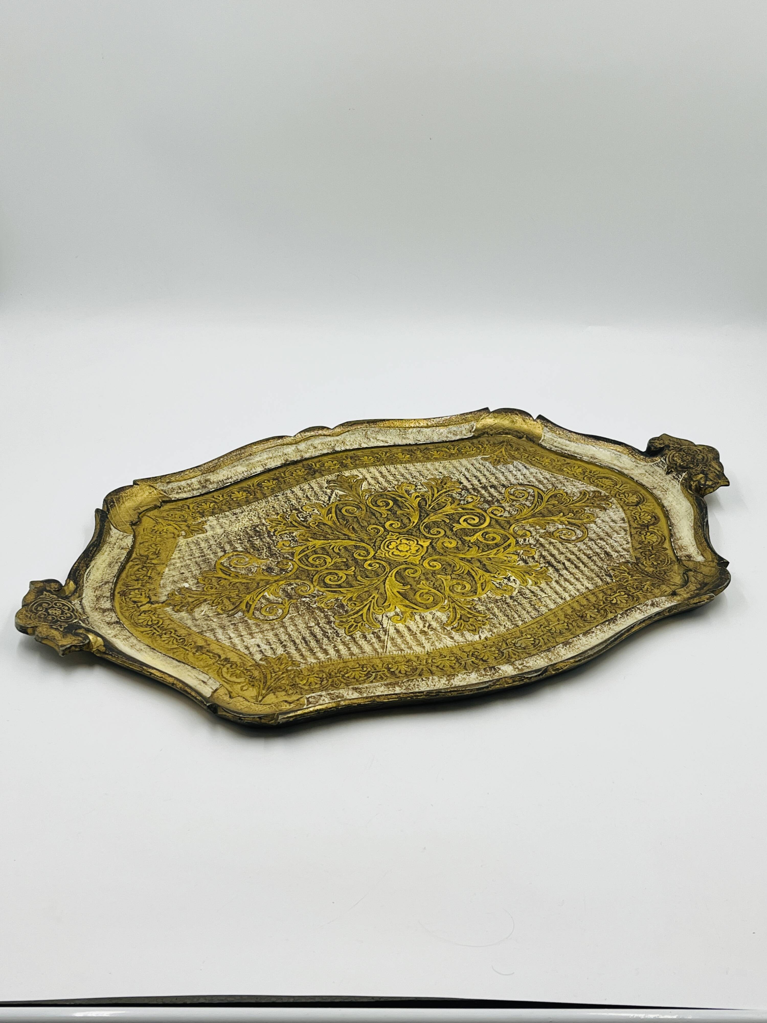 Decorative vintage baroque gold plateau