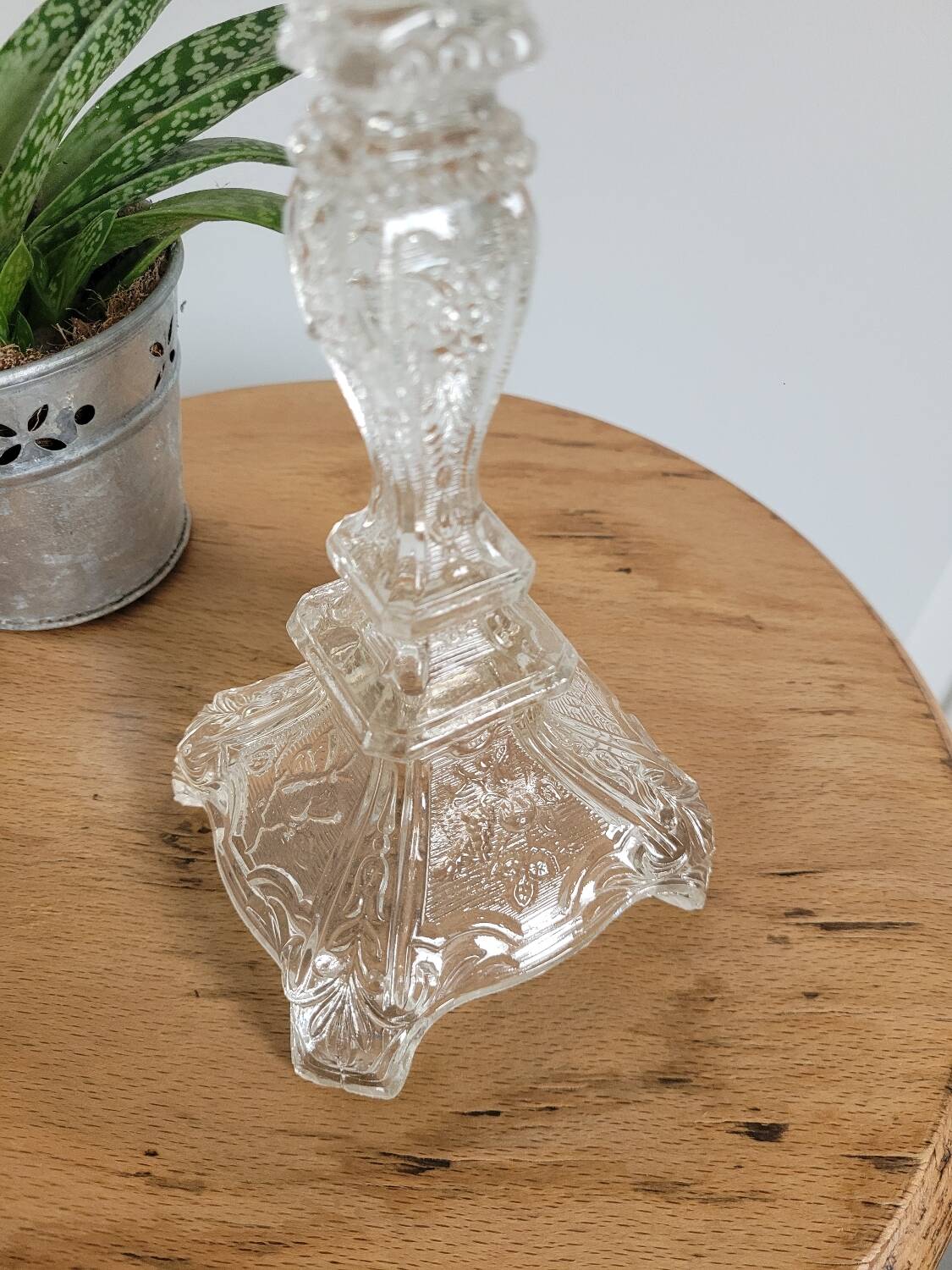 Large bucolic glass candlestick