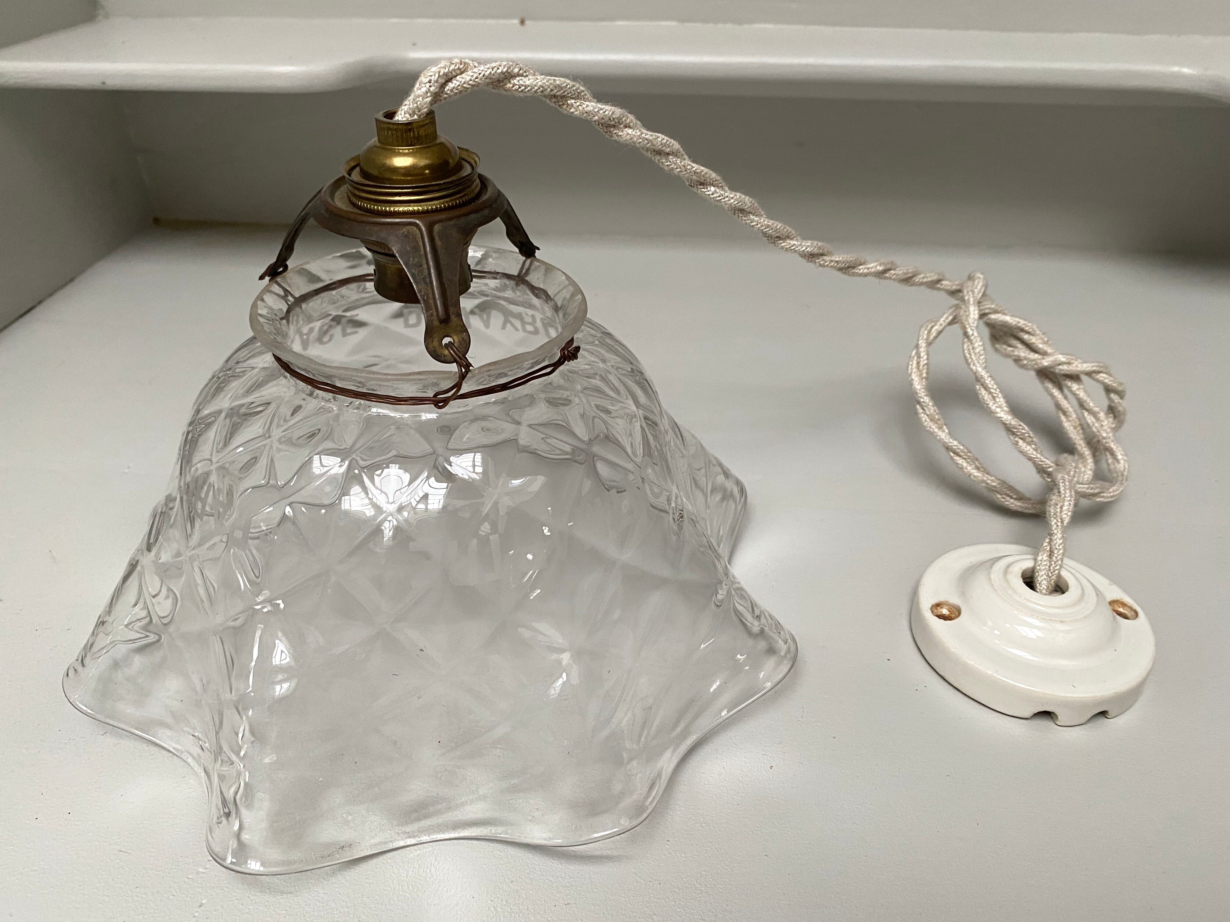 Antique glass suspension, Denayrouze lighting