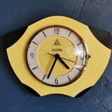 Vintage formica clock silent wall clock 60s "DAM electric yellow black"