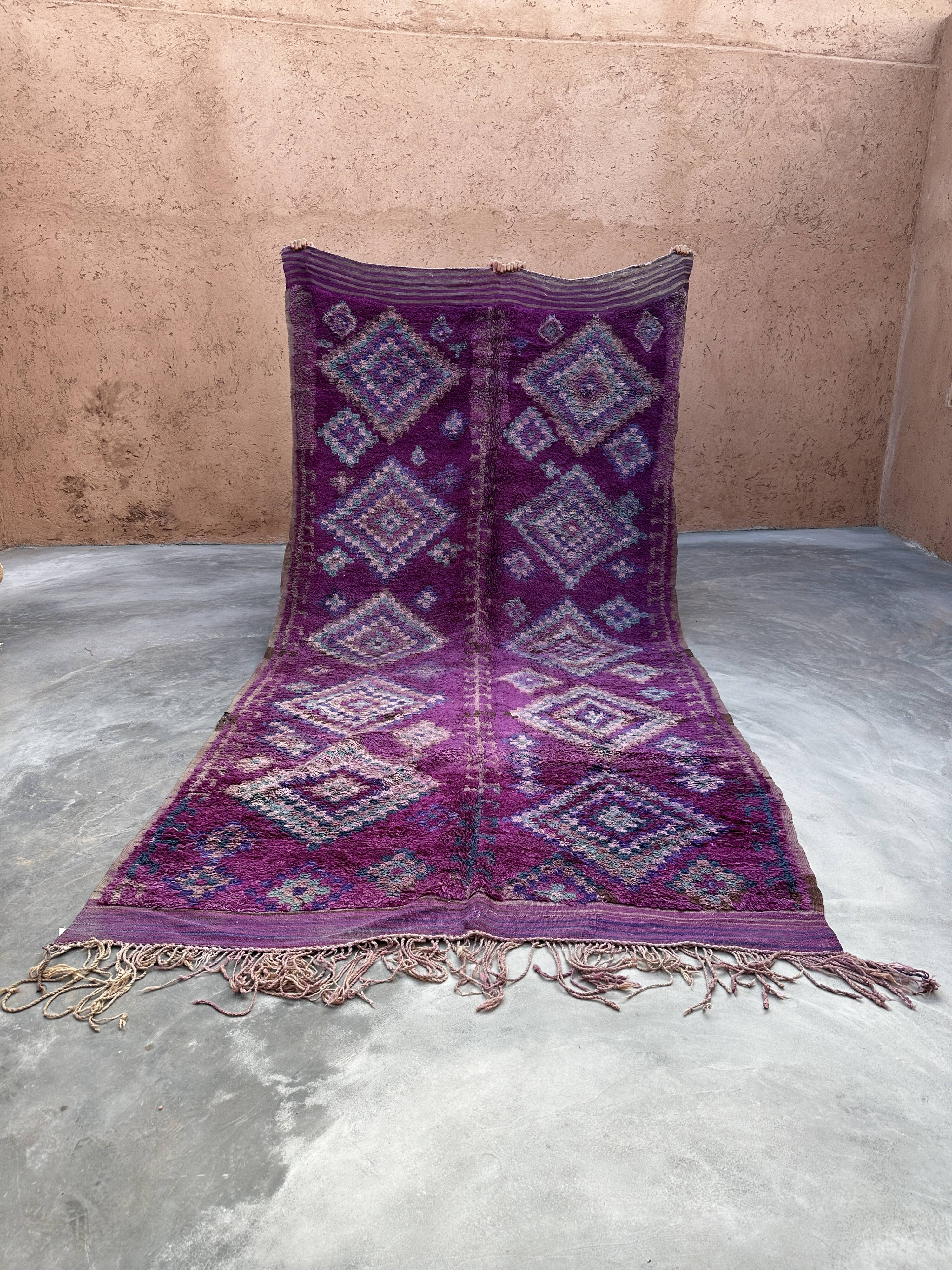 Moroccan purple carpet - 208 x 425 cm