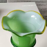 Design Vase in Floral/Yellow Rose shape in relief, corolla-shaped neck. Murano style. High 25 cm