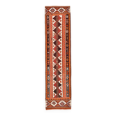 Tapis couloir vintage kilim orange et marron, motif oriental
