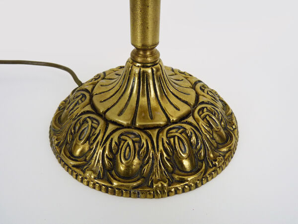 lampe De table Vintage 3 Feux, lampe De Chevet Bronze Pampilles En Verre. Année 70 80
