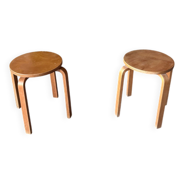 pair of Aalto Artek E60 stools