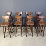 Set of 8 vintage brutalist bar stools, 1960s