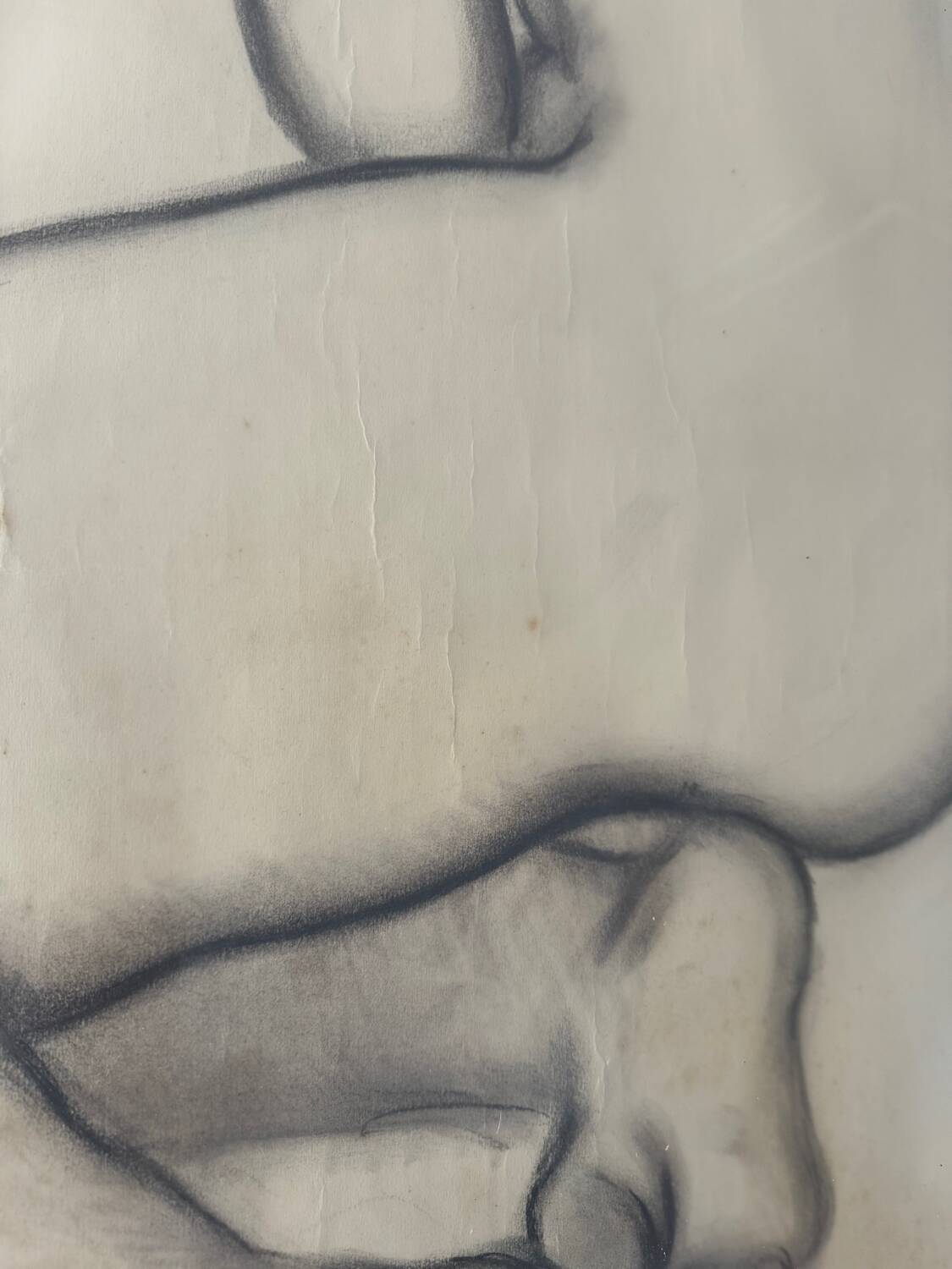 Large nude charcoal painting by André Jaoul