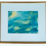 Illegible signature painting – Grease pencil – Fairytale landscape – Vintage 1970