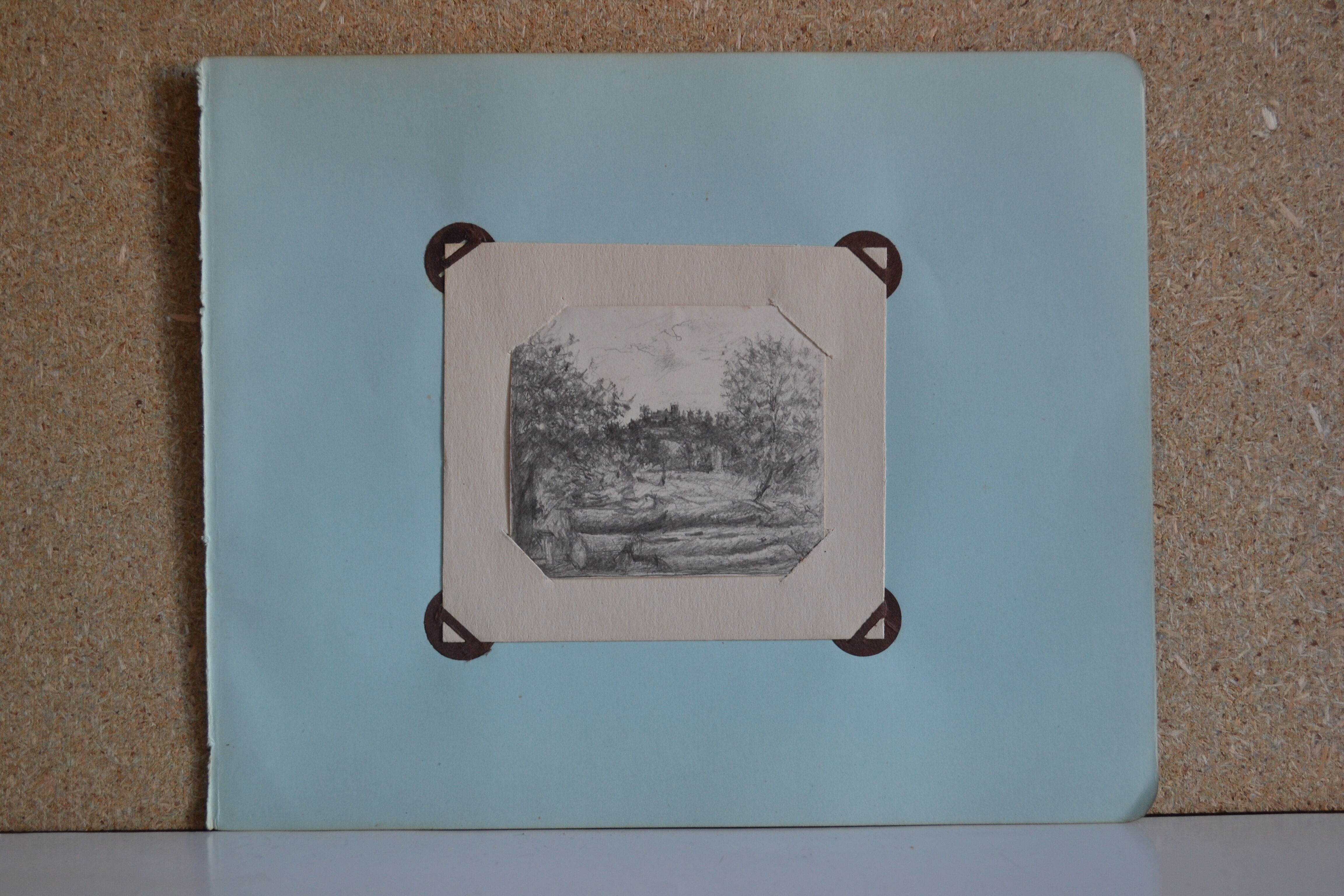 Miniature pencil drawing circa 1910 english countryside