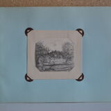 Miniature pencil drawing circa 1910 english countryside